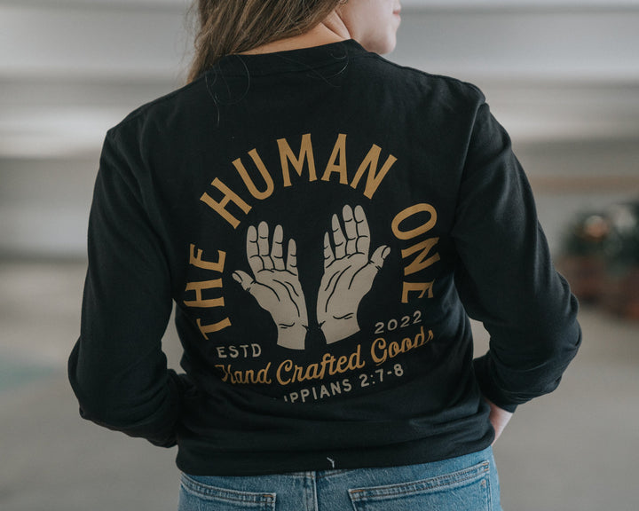 Hand Stamp Long Sleeve Tee – Black