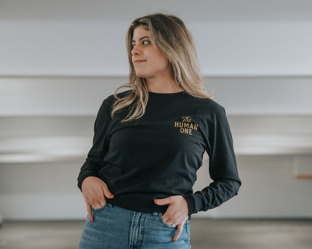 Hand Stamp Long Sleeve Tee – Black
