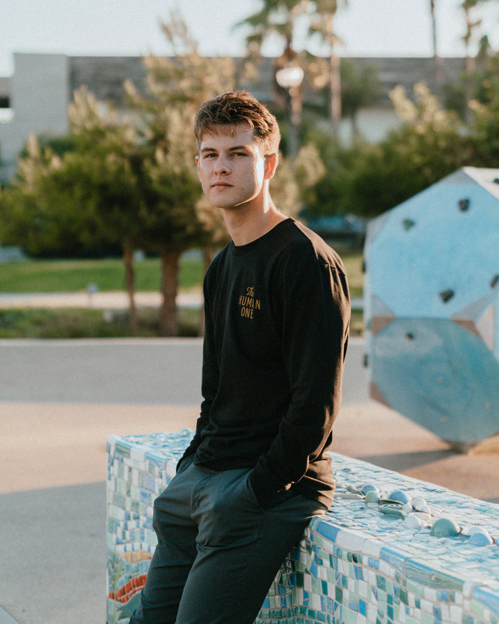 Hand Stamp Long Sleeve Tee – Black