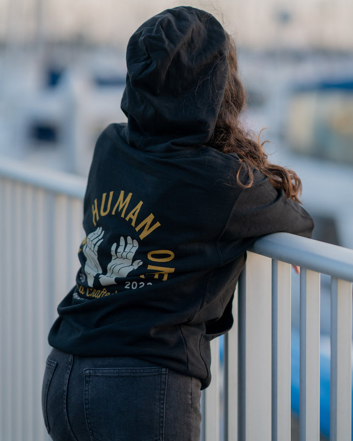 Hand Stamp Pullover Hoodie – Black