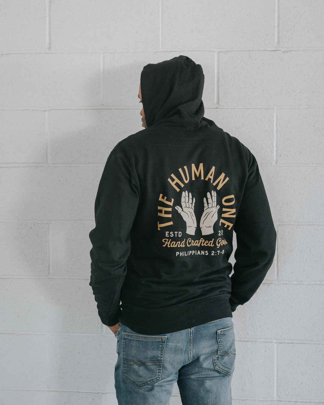 Hand Stamp Pullover Hoodie – Black