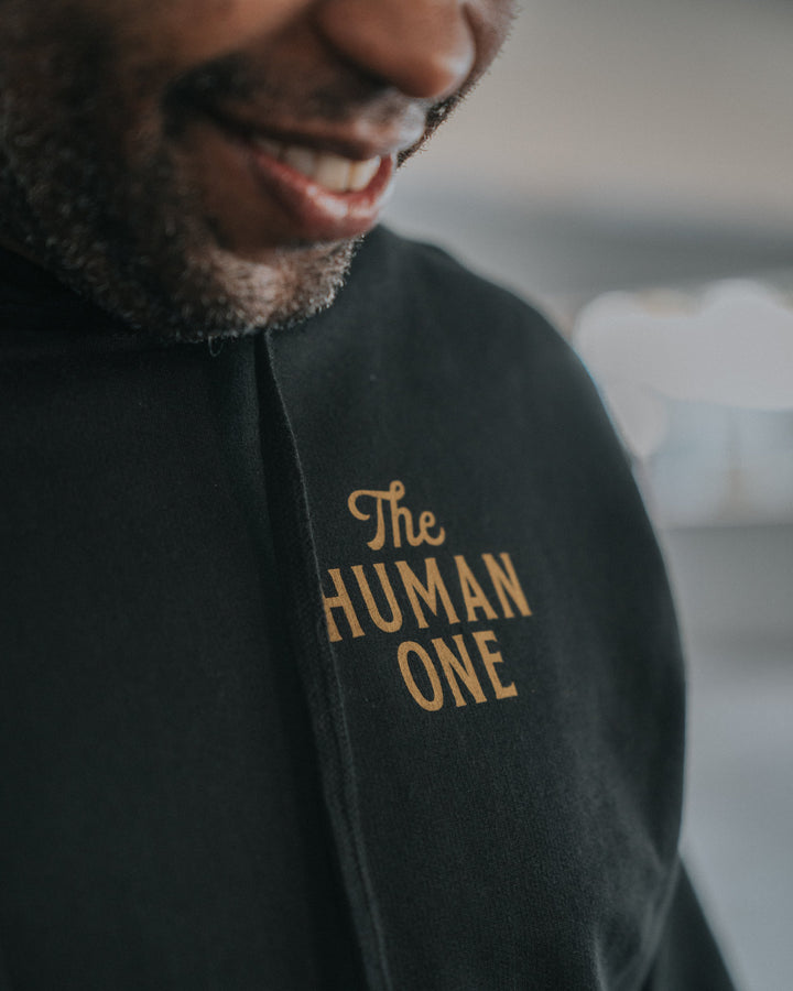 Hand Stamp Pullover Hoodie – Black