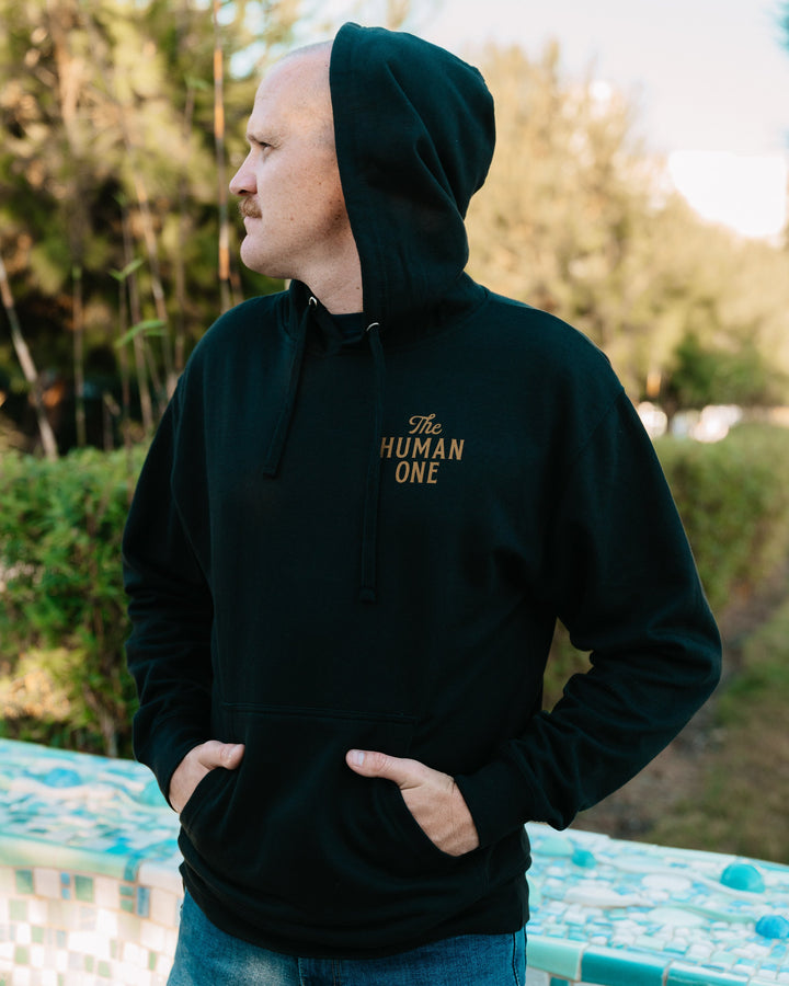 Hand Stamp Pullover Hoodie – Black