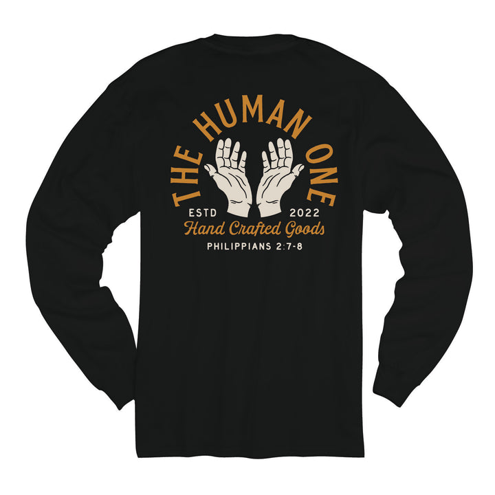 Hand Stamp Long Sleeve Tee – Black